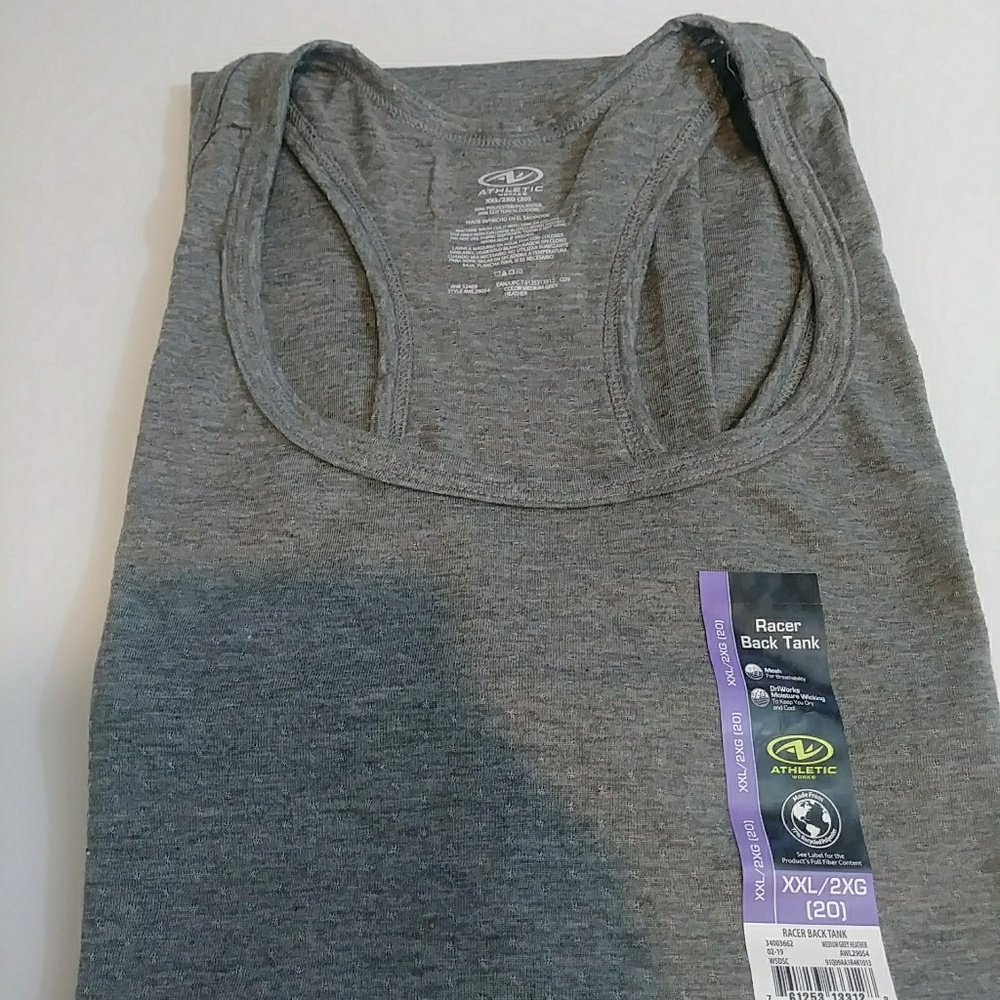 Womens Racer Back Tank Top Mesh Wicking, Grey Heather, XXXL/22